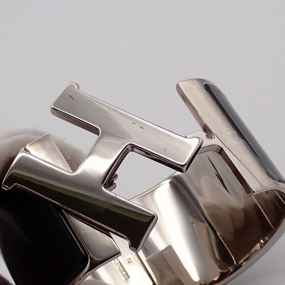 HERMES Logo Clic-Clac H XL Bracelet Black Silver 85RL215 - Picture 8 of 16